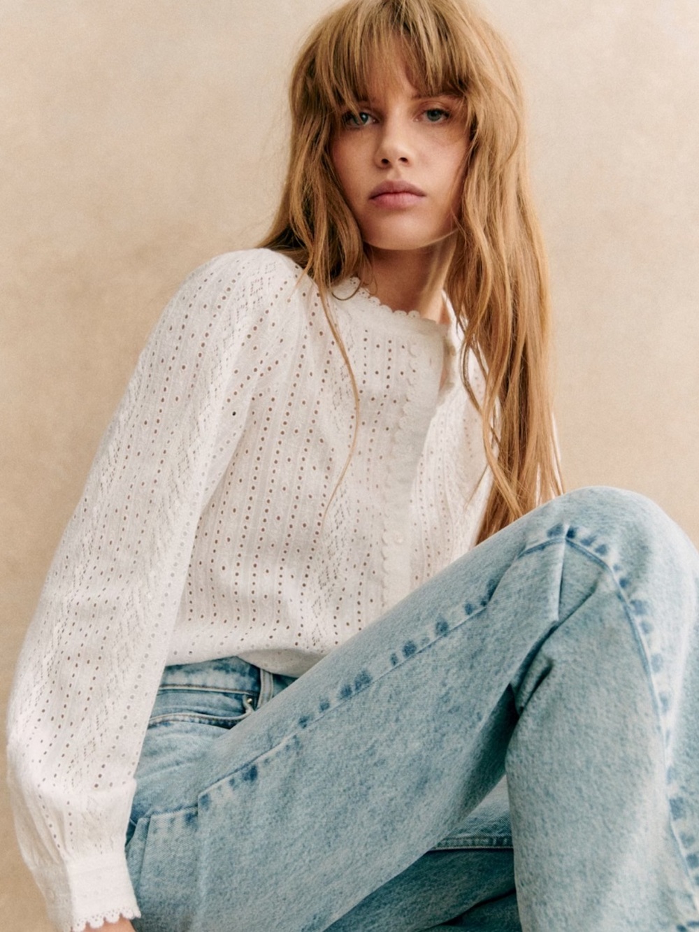 Sezane Marinette Shirt Ecru - Size 2